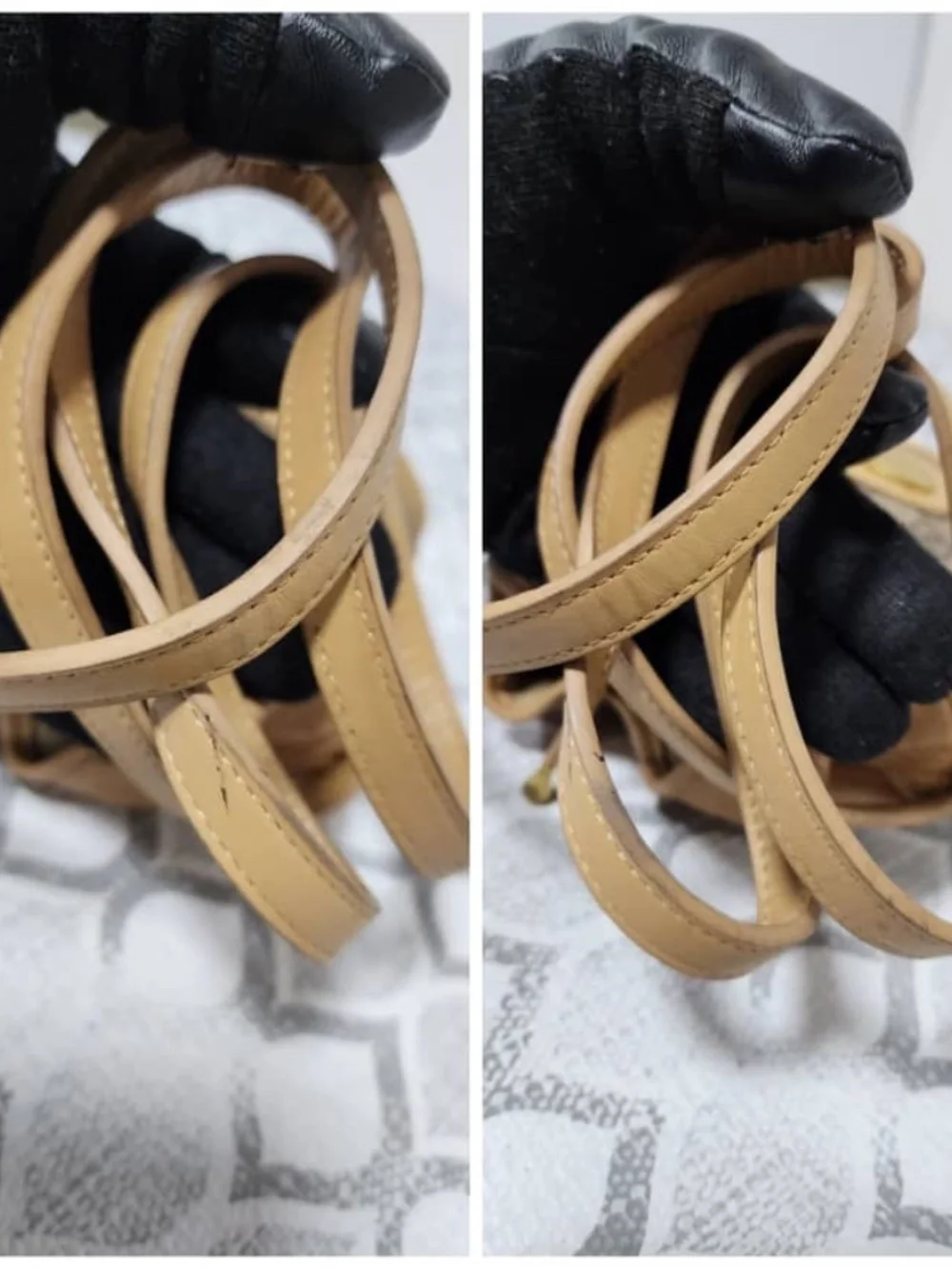 Authentic GUCCI Vintage Monogram Canvas Mini Drawstring Bucket Bag Brown/Beige - Picture 8 of 13